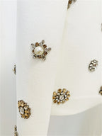 Womens Rhinestone Embellished Cropped Blazer And Flared Pants Two Piece Set