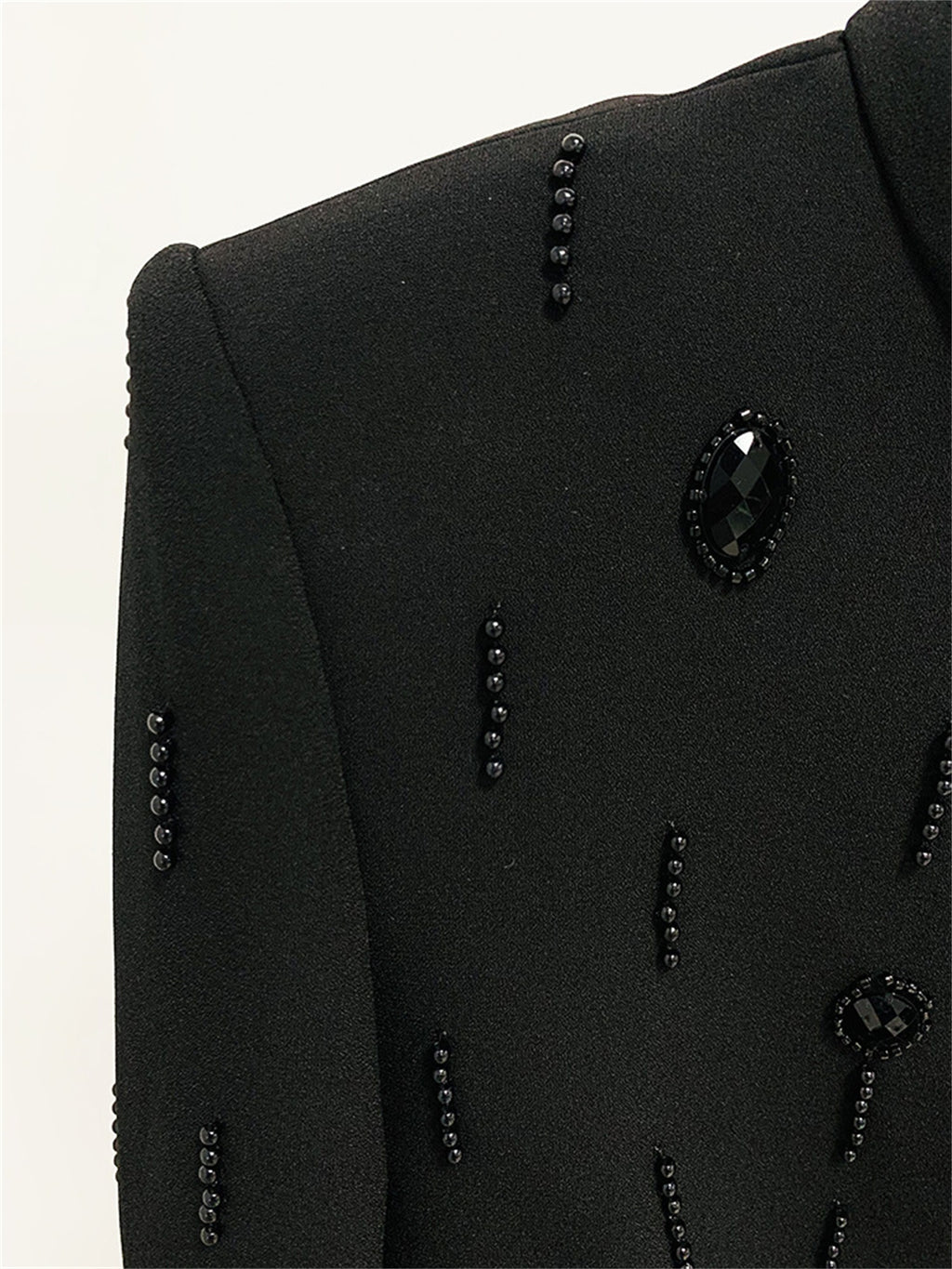 Womens Embellished 2 Piece Blazer Skirt Set High Neck Long Sleeve Formal Party Outfit