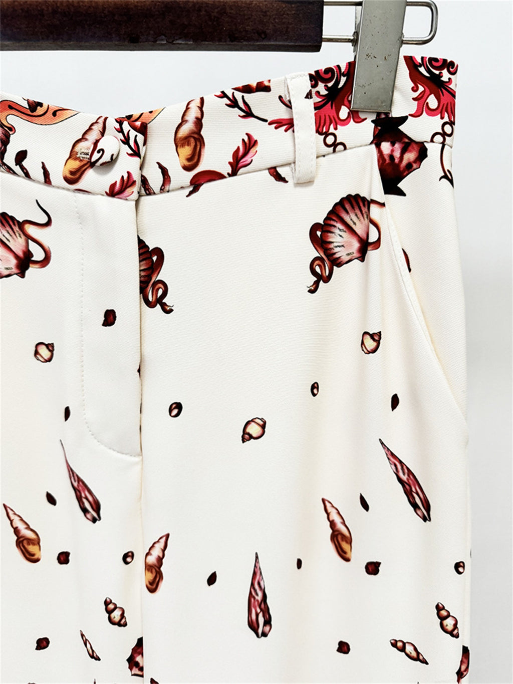 Platlogy Vintage Marine Print Three Piece Women Suit Cropped Blazer Cami Top Wide Leg Pants Elegant Casual Outfit Set