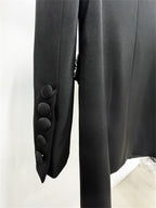 Platlogy Women's Luxury Designer Jacket Slim Fitting Rhinestone Diamonds Beaded Long Blazer Coat