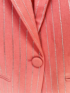 Platlogy Sparkle Vertical Stripe Women Two Piece Blazer And Trouser Suit Formal Business Office Outfit