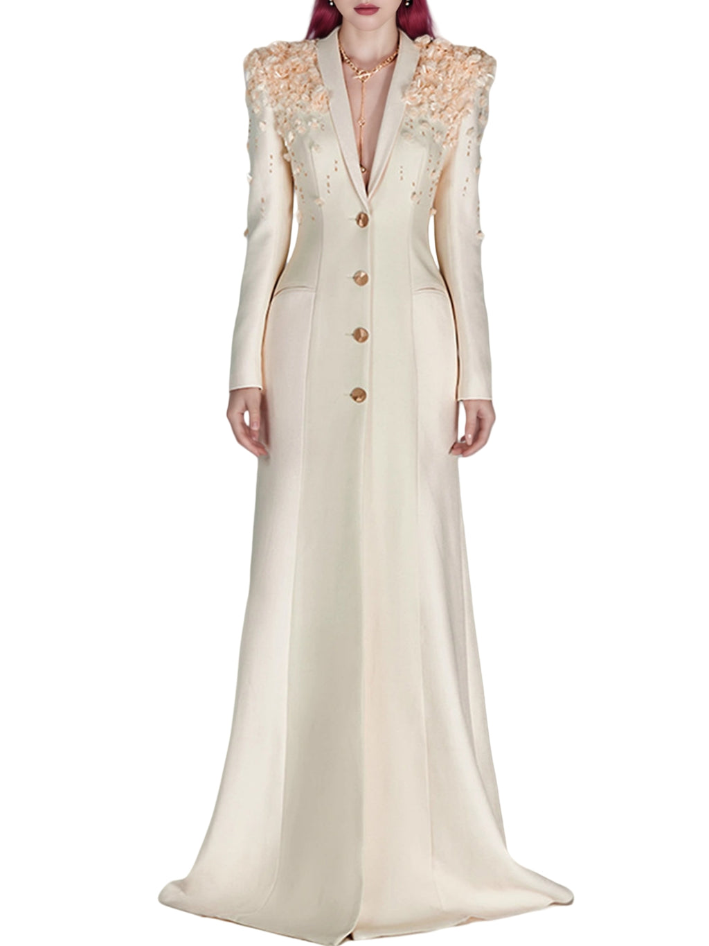 Formal Long Sleeve Tailored Blazer Gown For Women