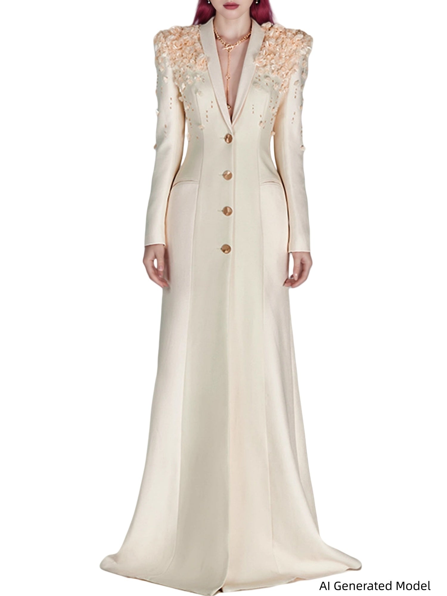 Platlogy Formal Long Sleeve Tailored Blazer Gown For Women