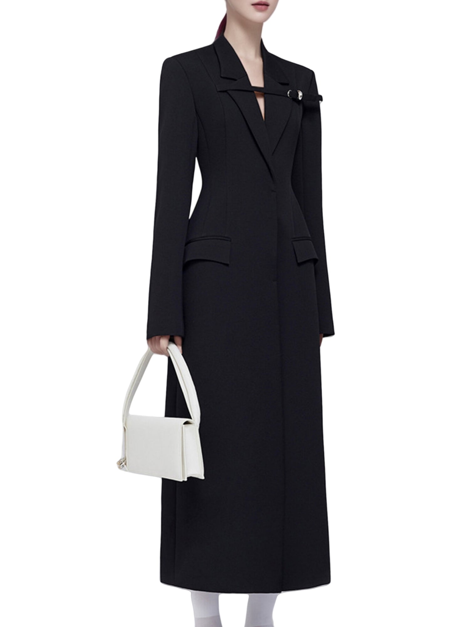 Women Long Sleeve Blazer Dress Elegant Bodycon Party Maxi Coat