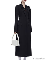 Platlogy Women Long Sleeve Blazer Dress Elegant Bodycon Party Maxi Coat