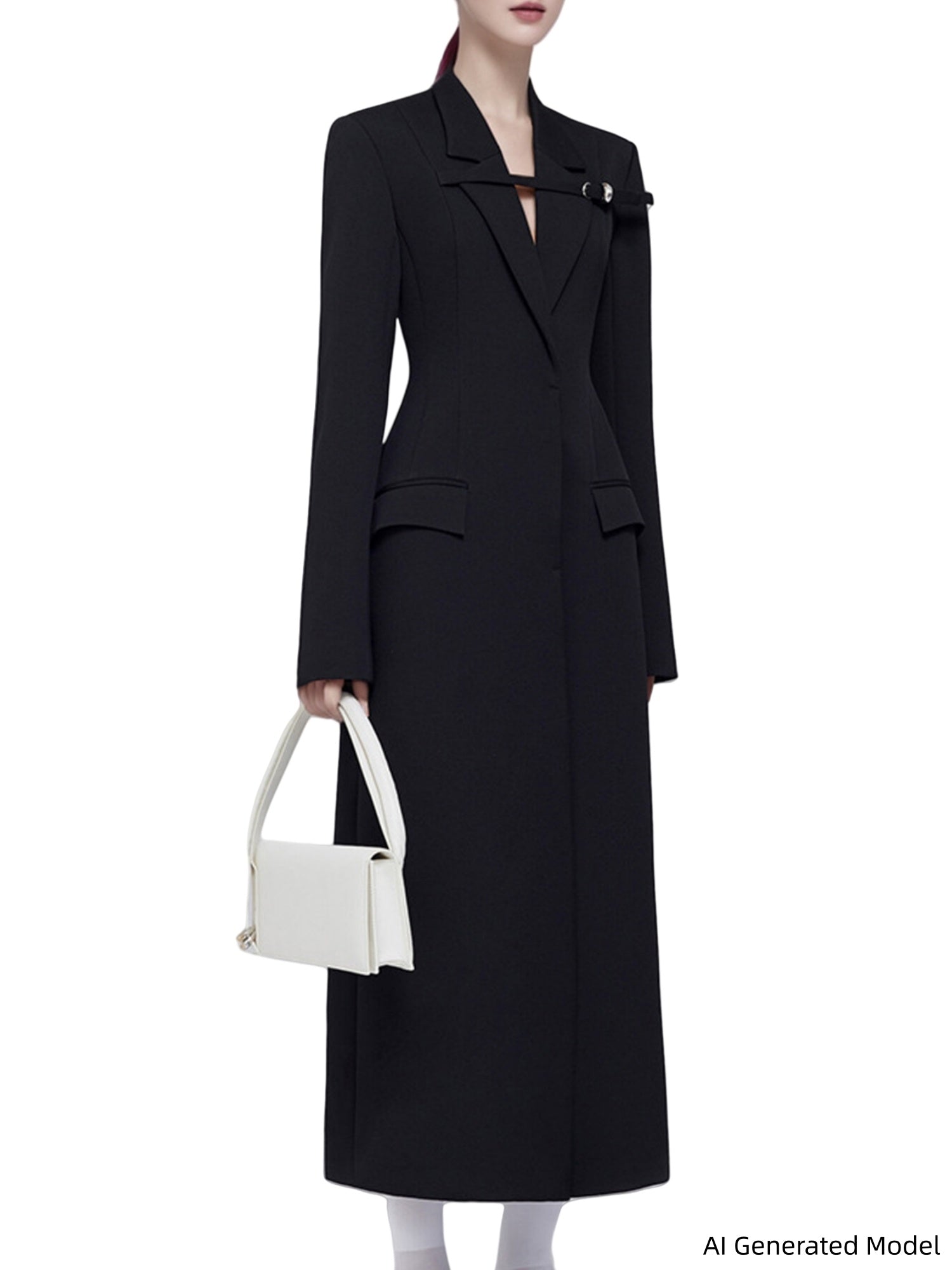 Platlogy Women Long Sleeve Blazer Dress Elegant Bodycon Party Maxi Coat