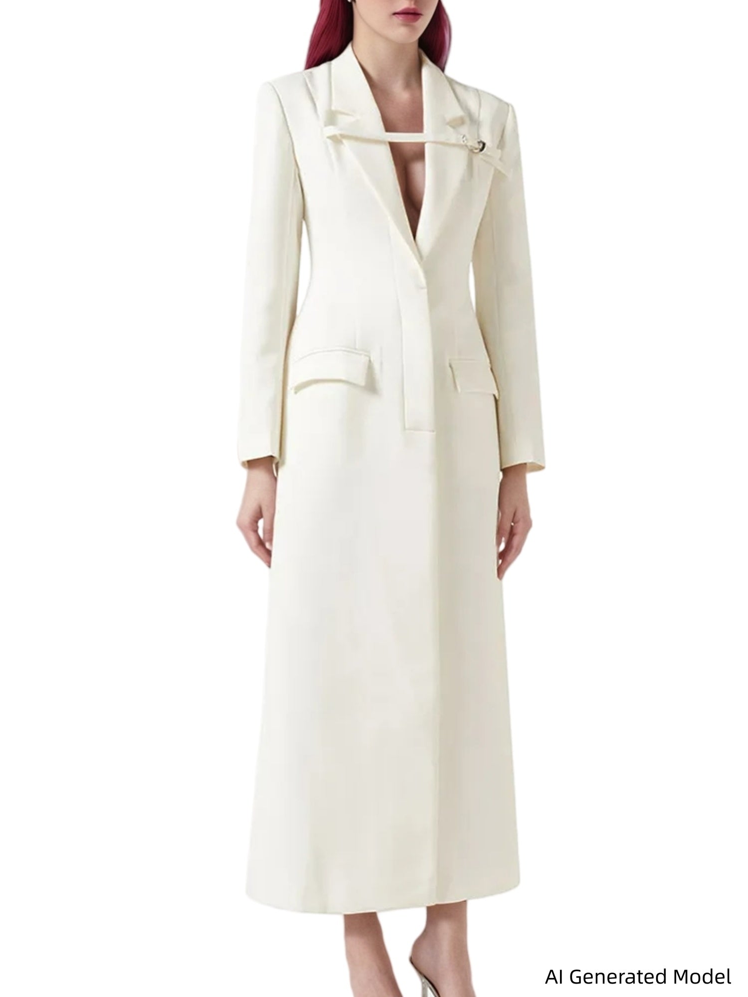 Platlogy Women Long Sleeve Blazer Dress Elegant Bodycon Party Maxi Coat
