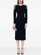 Elegant Sheath Midi Dress with Crystal Embellishments for Banquets