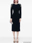 Platlogy Elegant Sheath Midi Dress with Crystal Embellishments for Banquets