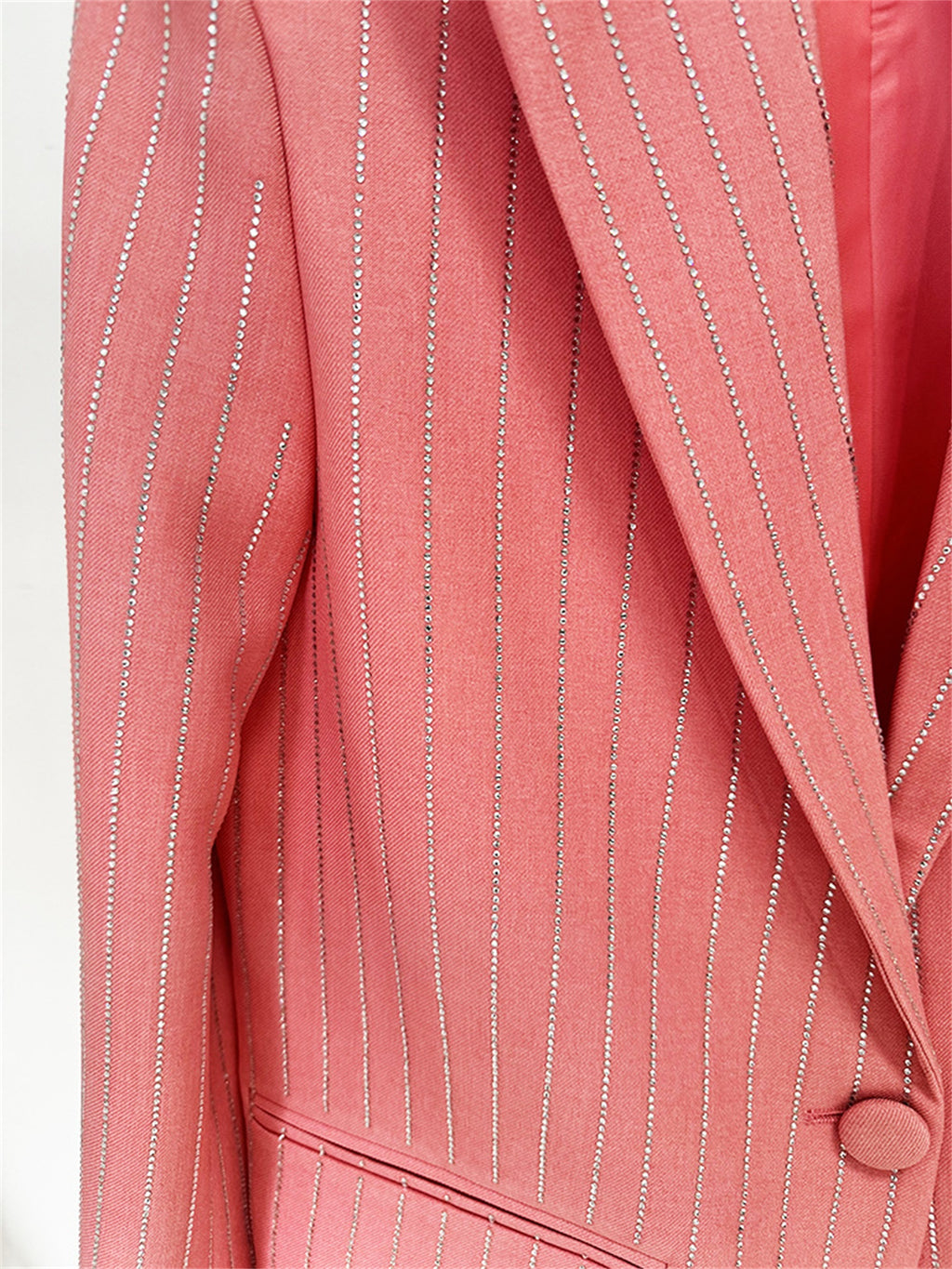 Platlogy Sparkle Vertical Stripe Women Two Piece Blazer And Trouser Suit Formal Business Office Outfit