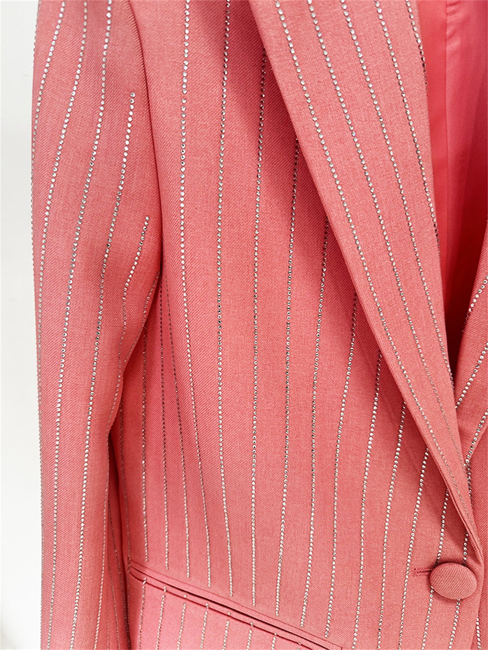 Platlogy Sparkle Vertical Stripe Women Two Piece Blazer And Trouser Suit Formal Business Office Outfit