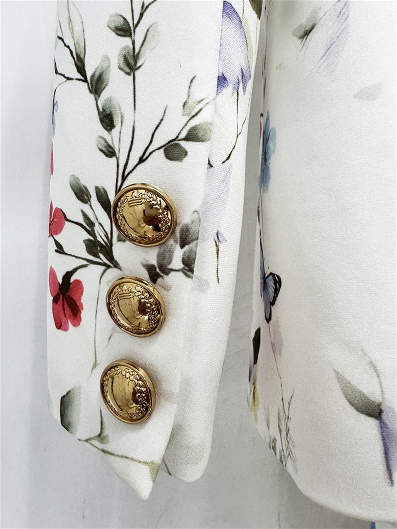 Platlogy Women Floral Butterfly Print Blazer Flared Pants Two Piece Elegant Formal Suit Set