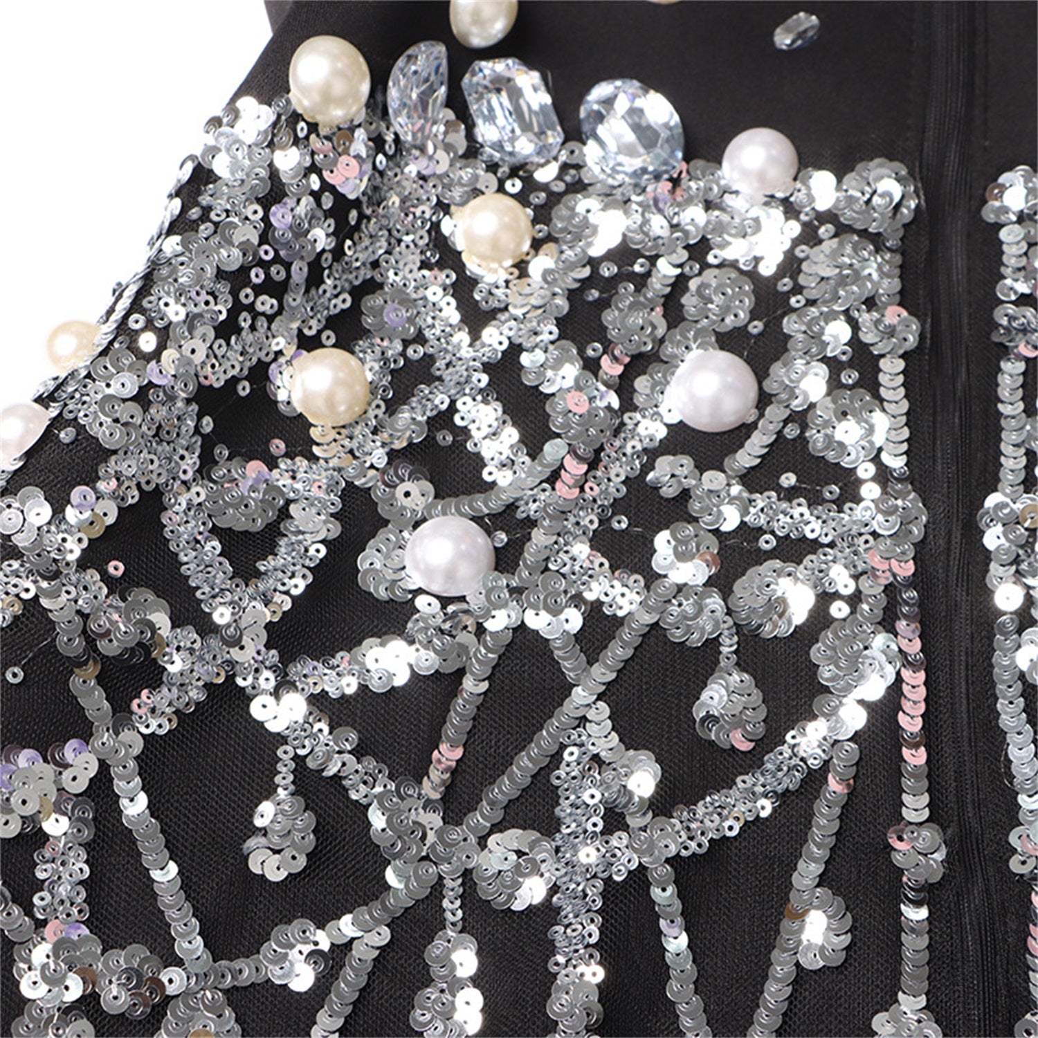Luxury Beaded And Rhinestone Bodycon Blazer Dress For Formal Occasions