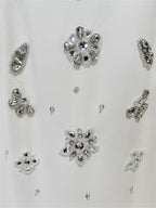 Platlogy White Two Piece Mermaid Evening Gown Handmade Rhinestone Sleeveless Formal Party Dress