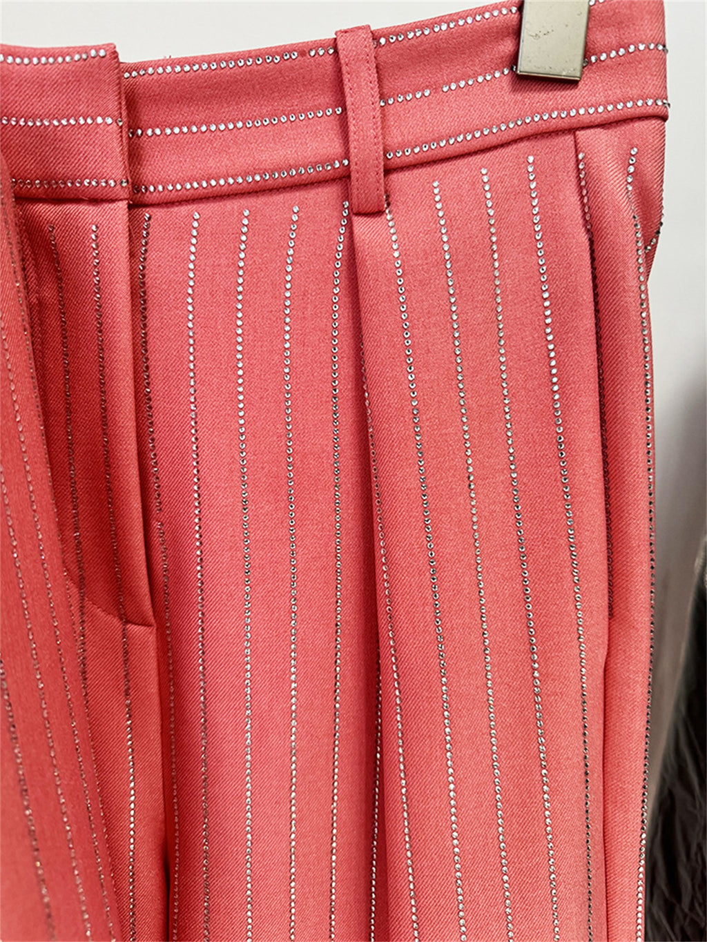 Platlogy Sparkle Vertical Stripe Women Two Piece Blazer And Trouser Suit Formal Business Office Outfit