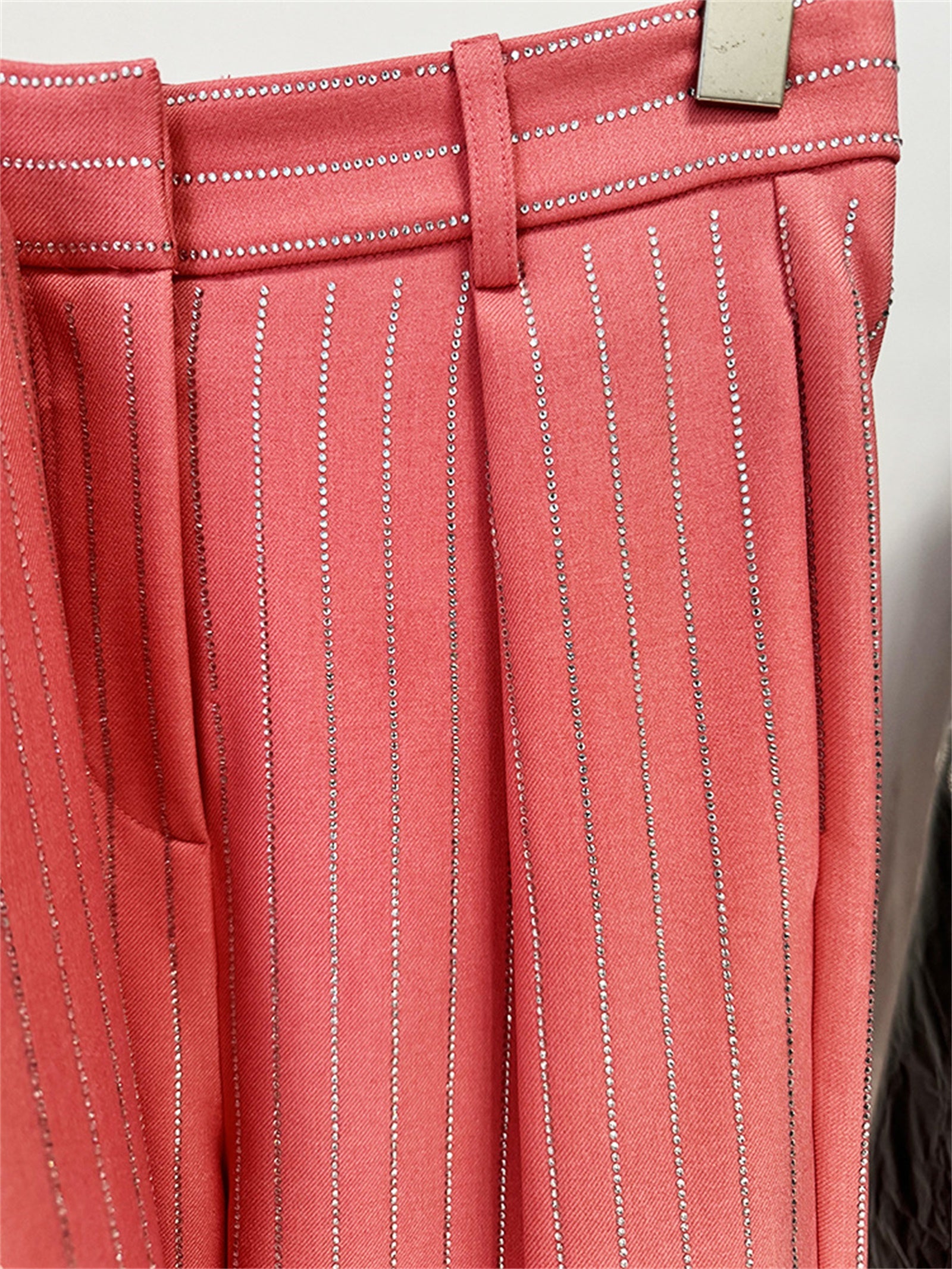 Platlogy Sparkle Vertical Stripe Women Two Piece Blazer And Trouser Suit Formal Business Office Outfit