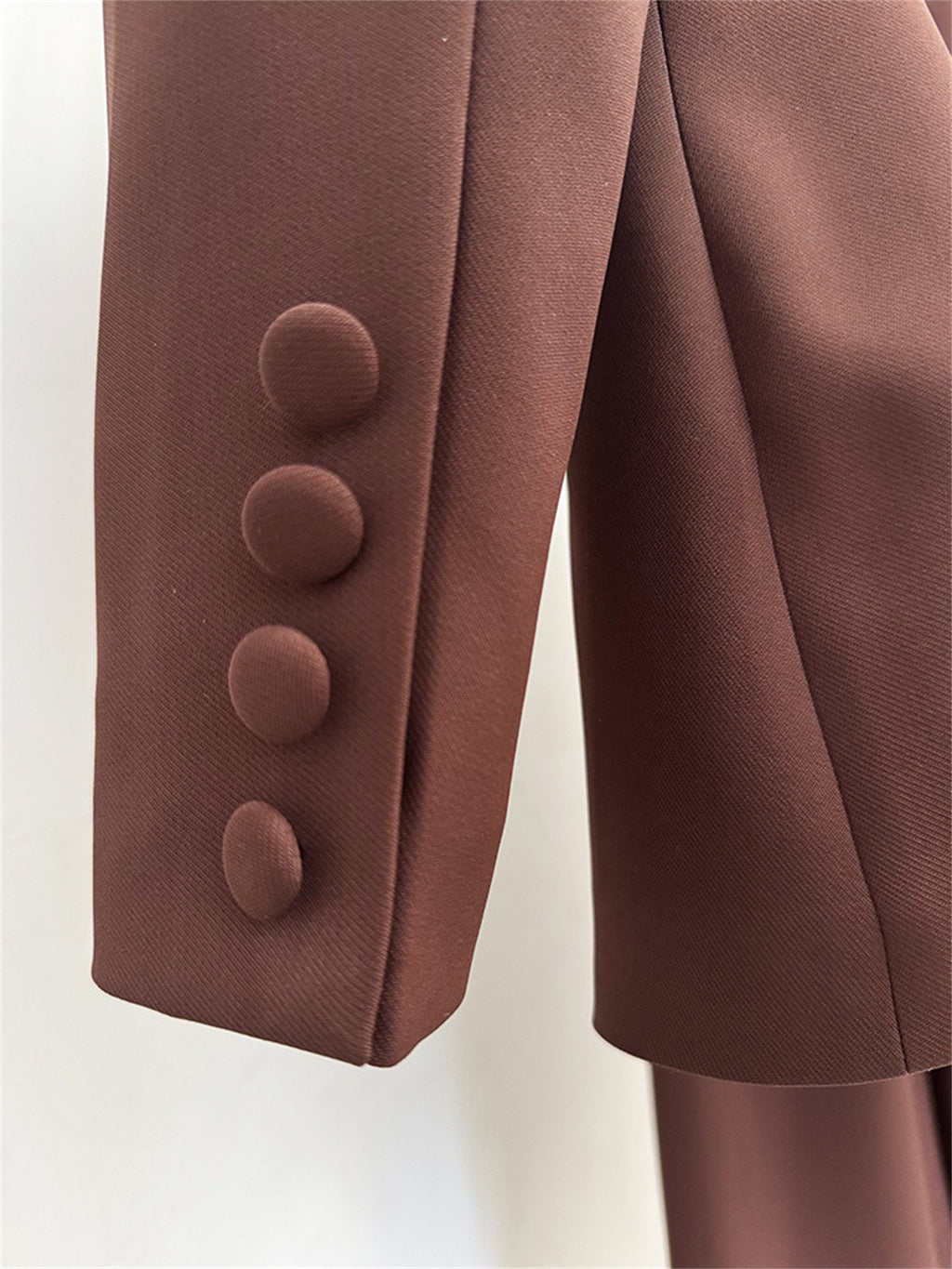 Platlogy Elegant Floral Decor Lapel Blazer Wide Leg Pant Two Piece Women Suit Set