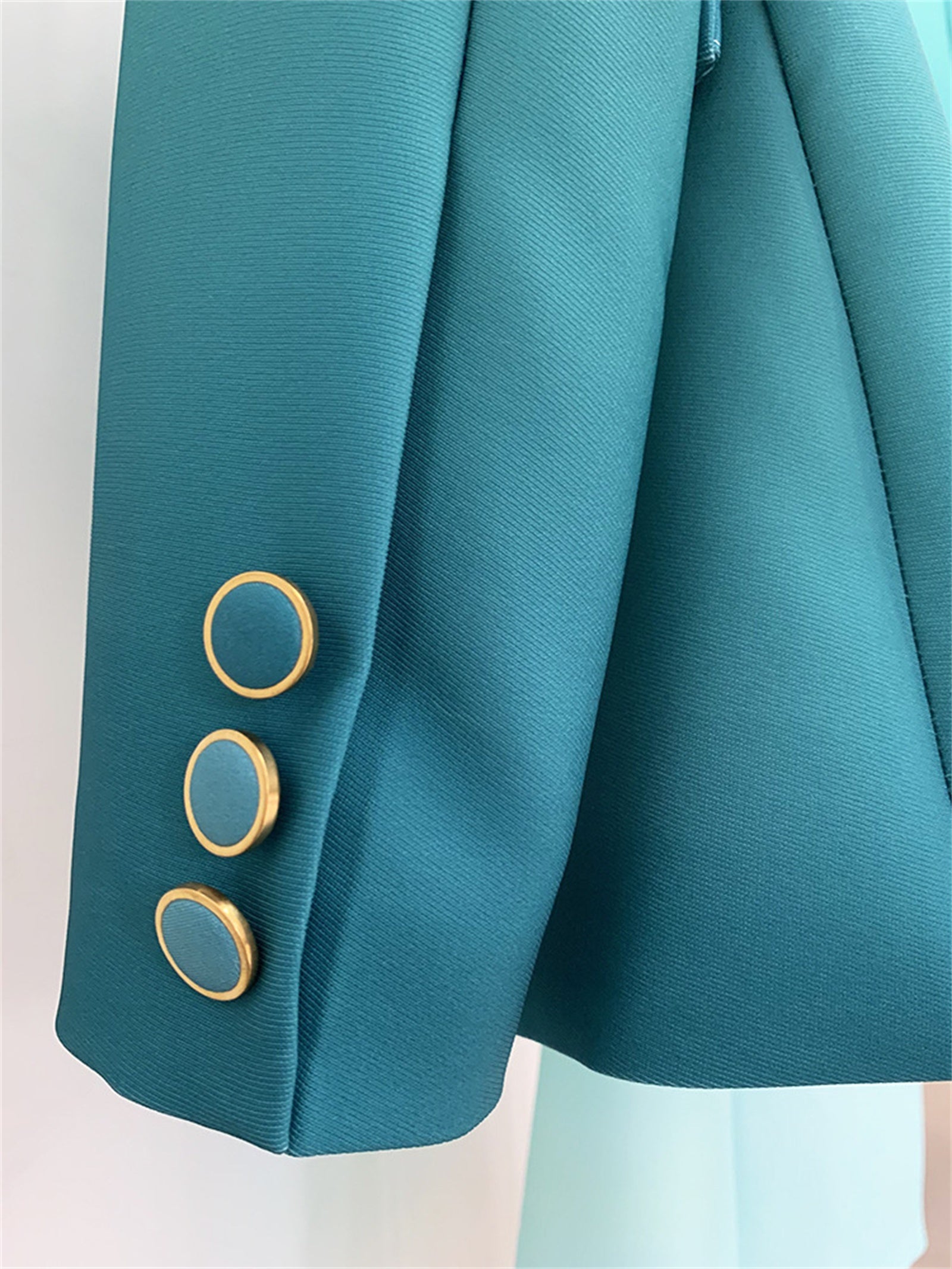 Platlogy Gradient Mint Green Two Piece Blazer And Flared Pants Formal Women Suit Set