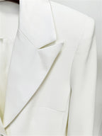 Embellished Cuff Maxi Blazer Dress Button Front Evening Party Dress