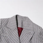 Women's Long Sleeve Striped Blazer with Unique Cut Design