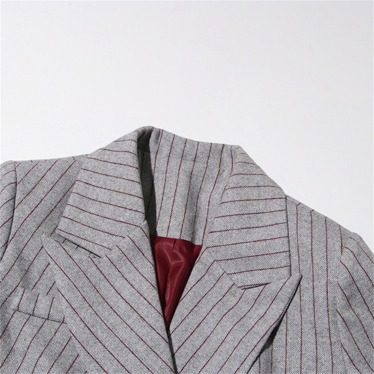 Women's Long Sleeve Striped Blazer with Unique Cut Design