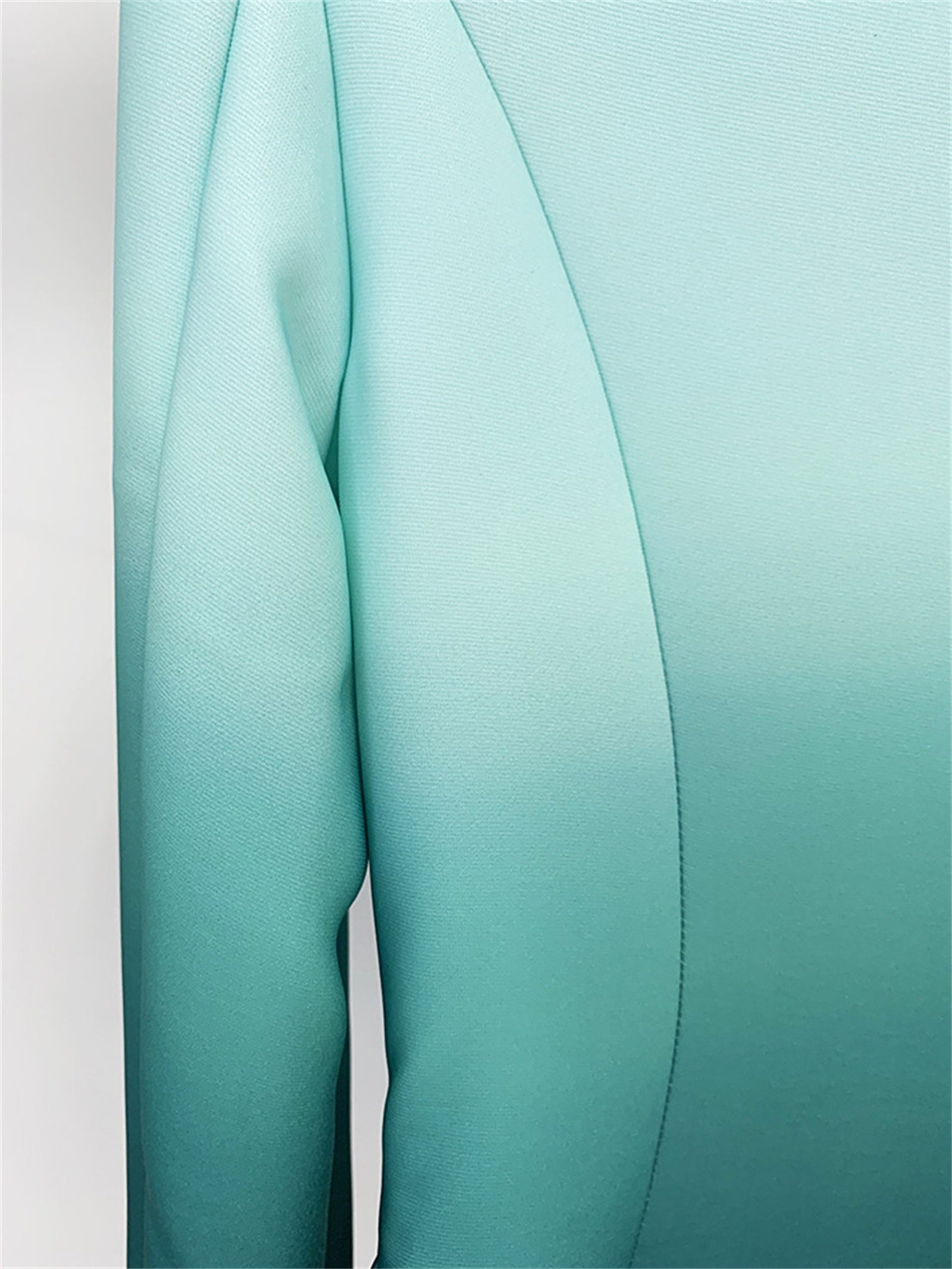 Platlogy Gradient Mint Green Two Piece Blazer And Flared Pants Formal Women Suit Set