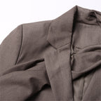 Women Fashion Draped Cape Style Blazer Unique Long Sleeve Suit Top