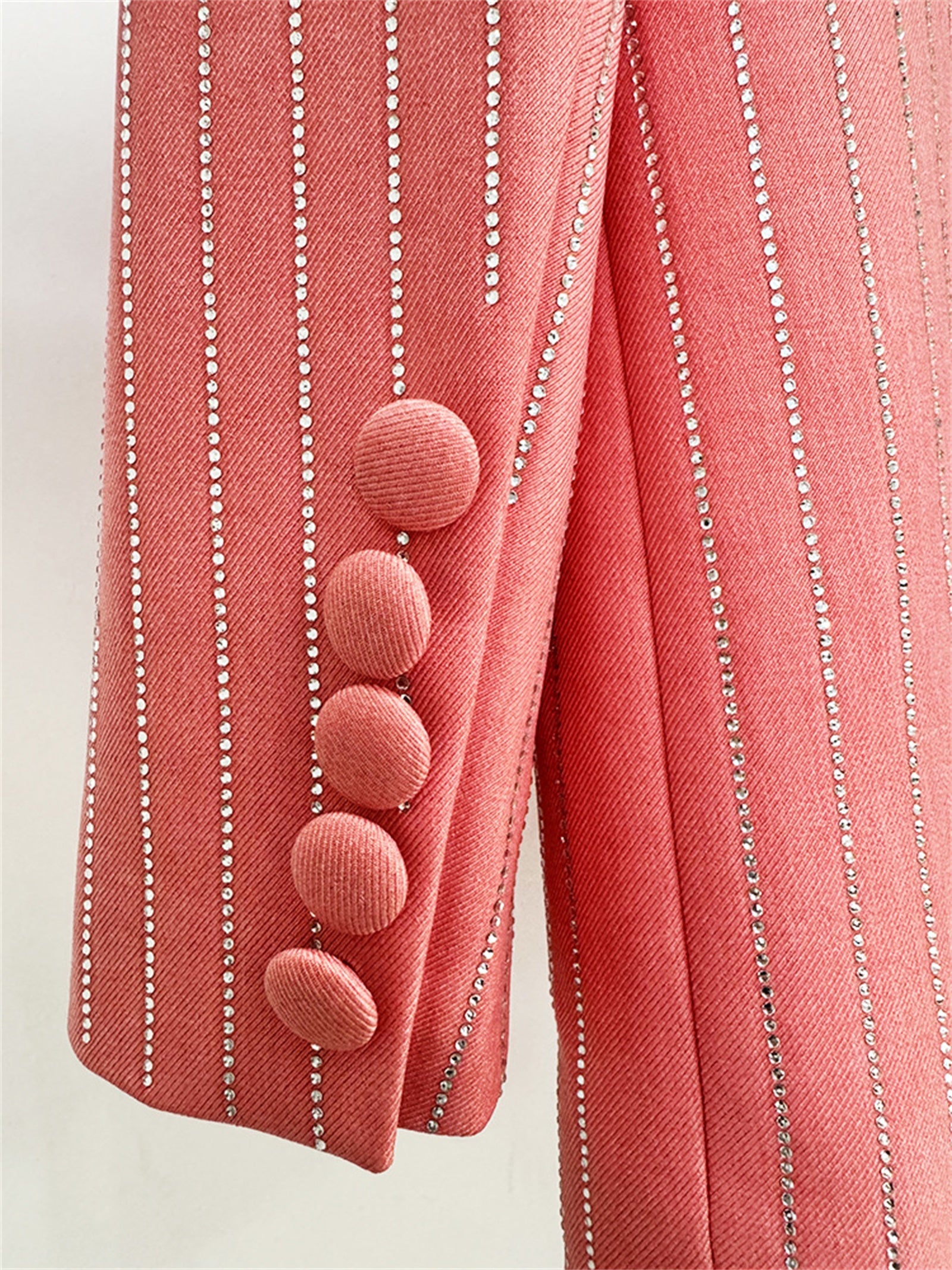 Platlogy Sparkle Vertical Stripe Women Two Piece Blazer And Trouser Suit Formal Business Office Outfit