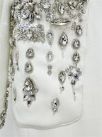Embellished Cuff Maxi Blazer Dress Button Front Evening Party Dress