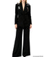 Platlogy Elegant Butterfly Sequin Rhinestone Blazer Wide Leg Pants 2 Piece Women Suit Formal Business Party Outfit