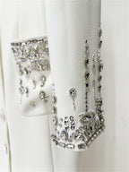 Embellished Cuff Maxi Blazer Dress Button Front Evening Party Dress