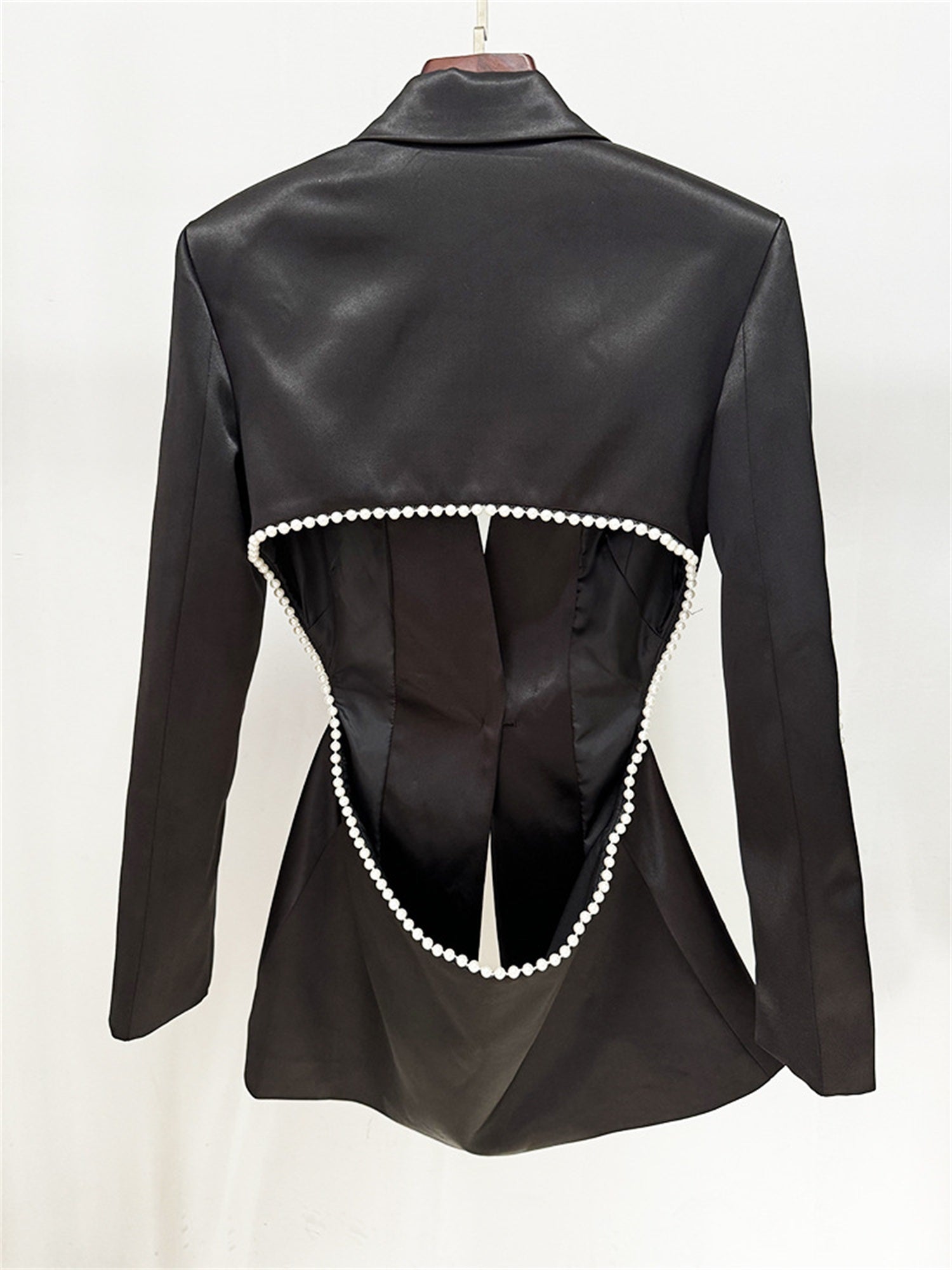 Platlogy Women's 2 Pieces Blazer Pants Suit Sets Hollow Out Flowers Appliques Pearls Beaded Wedding Party Outfits