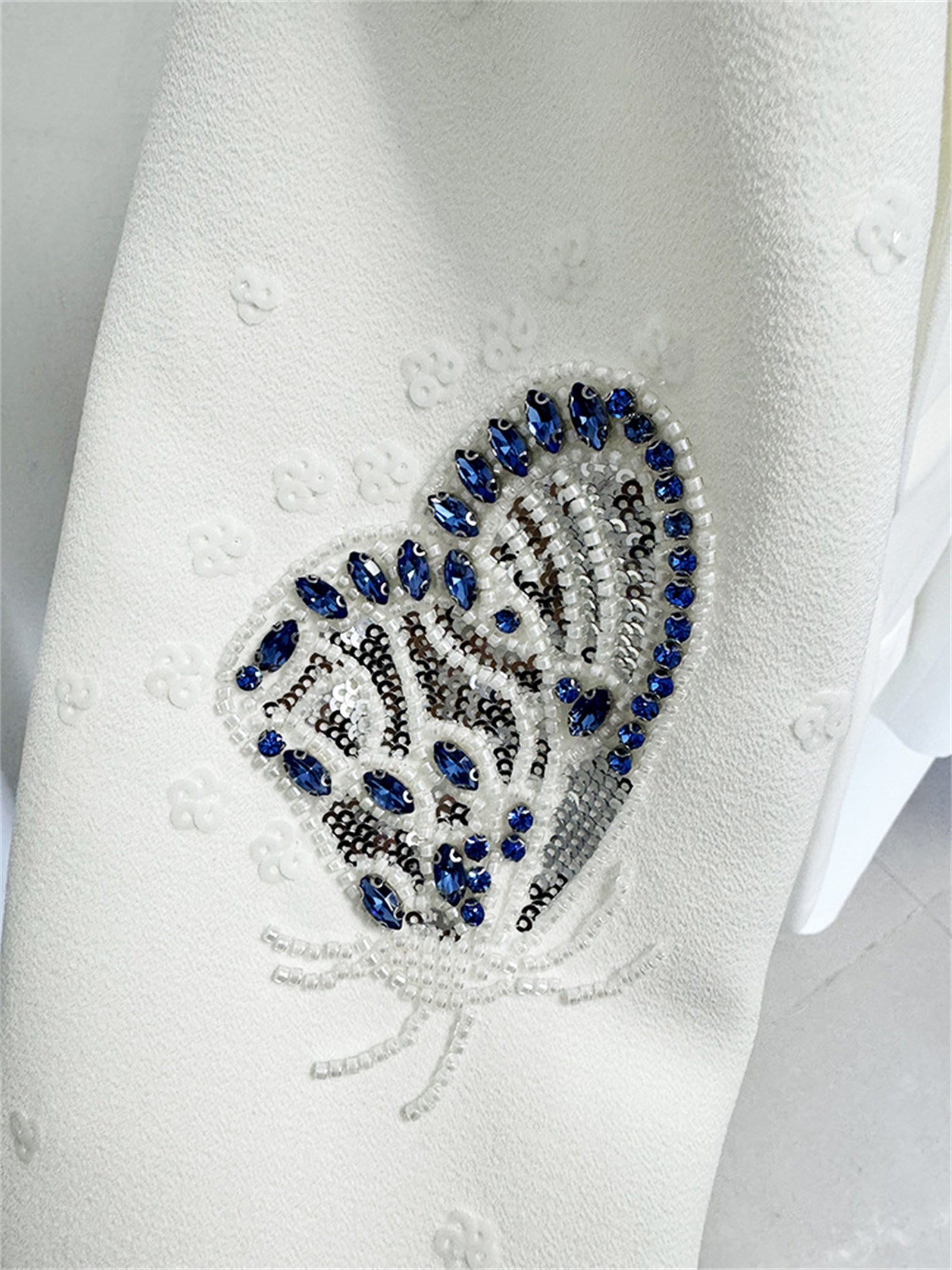 Platlogy Elegant Butterfly Sequin Rhinestone Blazer Wide Leg Pants 2 Piece Women Suit Formal Business Party Outfit
