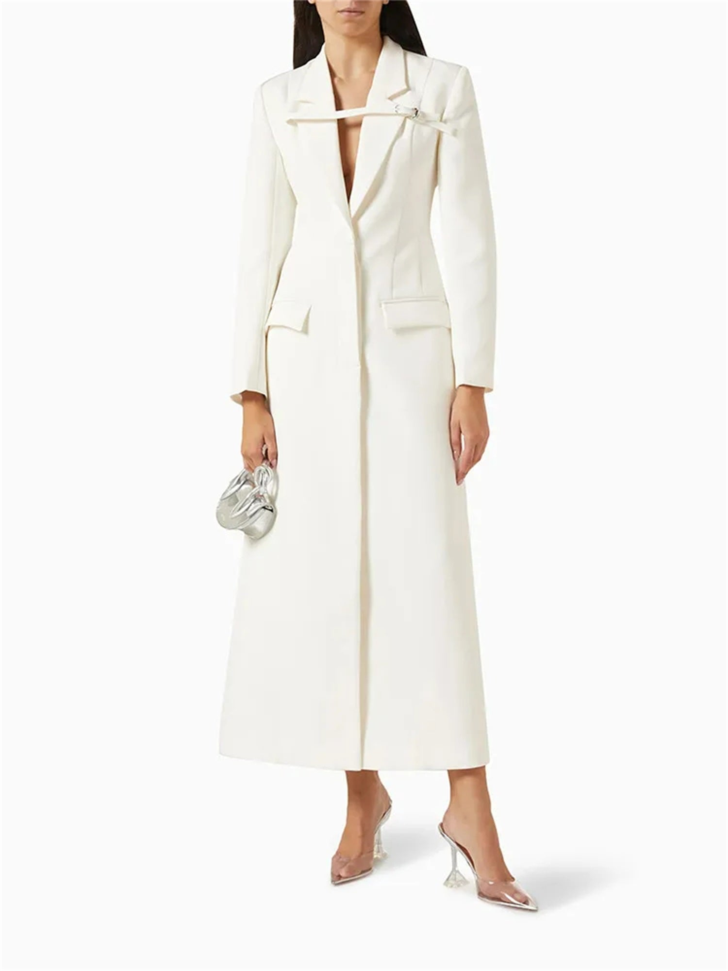 Women Long Sleeve Blazer Dress Elegant Bodycon Party Maxi Coat