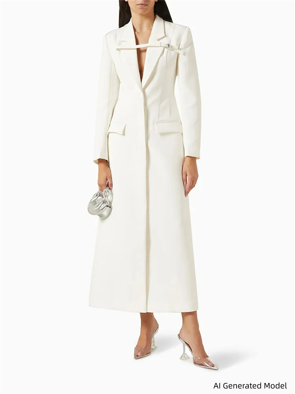 Platlogy Women Long Sleeve Blazer Dress Elegant Bodycon Party Maxi Coat