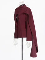 Women Cape Blazer One Button Asymmetrical Design Formal Jacket