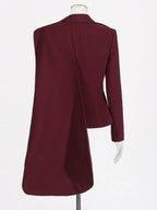 Women Cape Blazer One Button Asymmetrical Design Formal Jacket