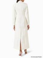 Platlogy Women Long Sleeve Blazer Dress Elegant Bodycon Party Maxi Coat