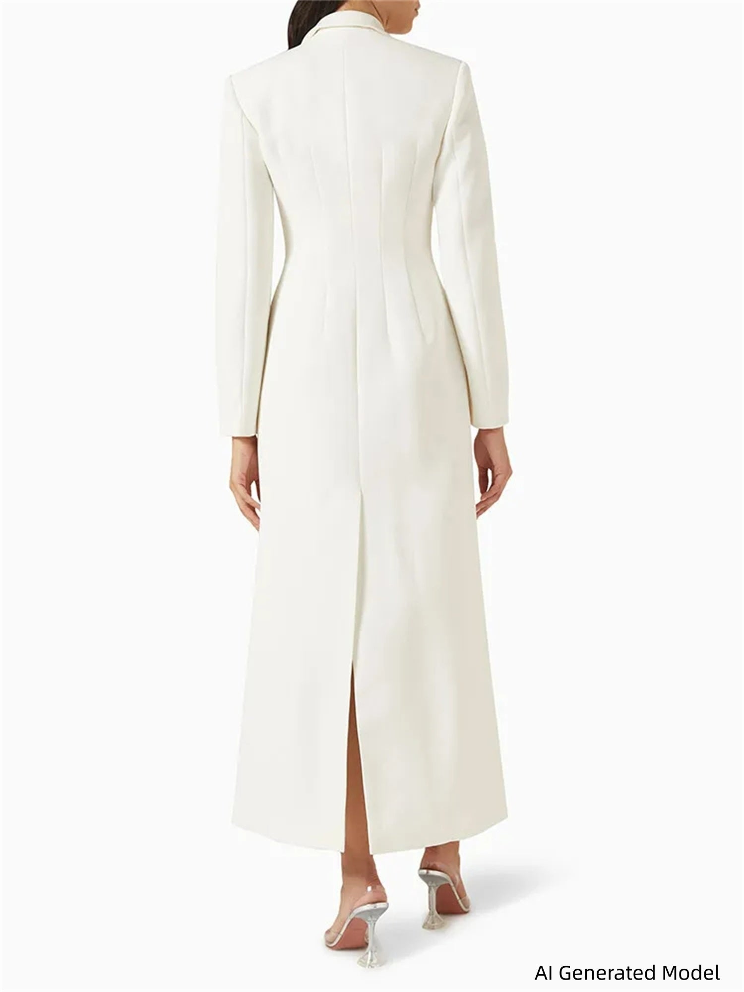 Platlogy Women Long Sleeve Blazer Dress Elegant Bodycon Party Maxi Coat