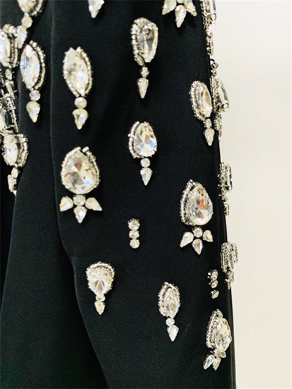 Platlogy Women's Luxury Outwear Embroidery Flares Diamond Blazer Jackets Long Sleeve Long Blazer Dress coat