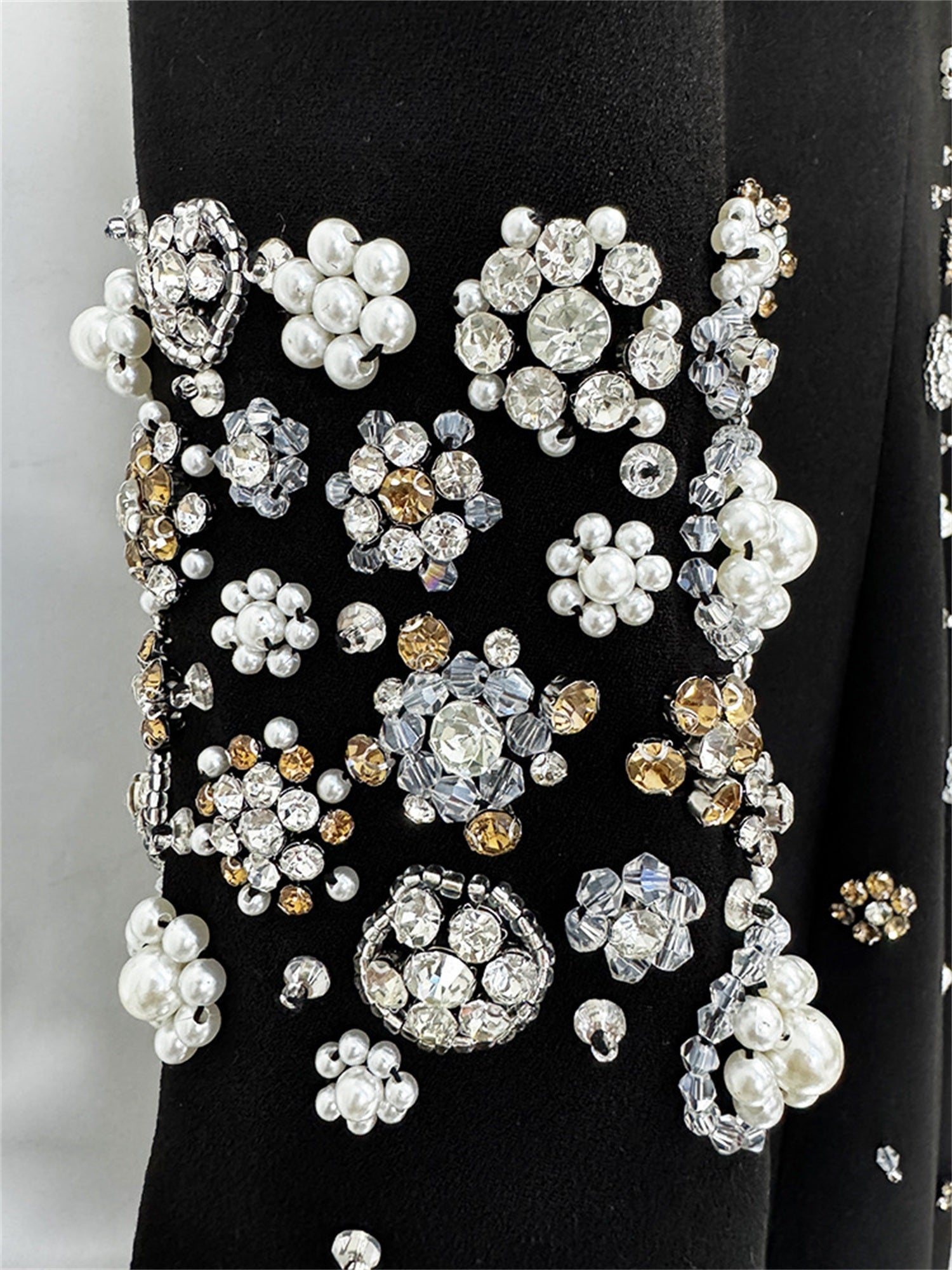 platlogy Women's Fashion Designer Party Formal Long Sleeve Luxurious Rhinestone Diamonds Beaded Long Maxi Dress Gowns