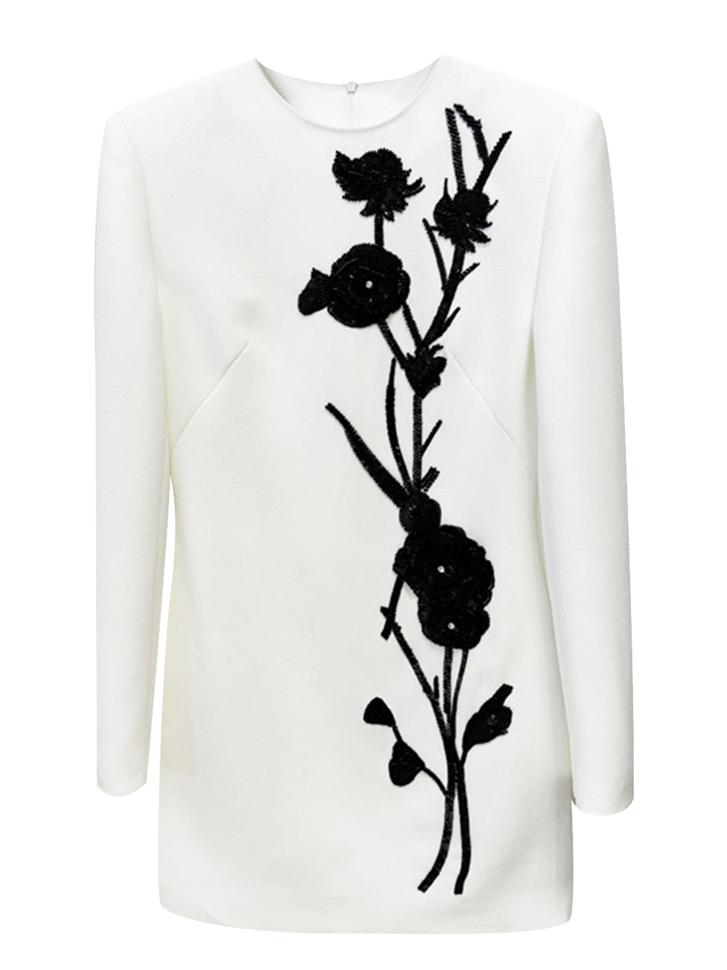 Women Floral Embroidered Blazer Dress Round Neck Long Sleeve Workwear Mini Dress Main image