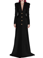 Formal Long Sleeve Tailored Blazer Gown For Women
