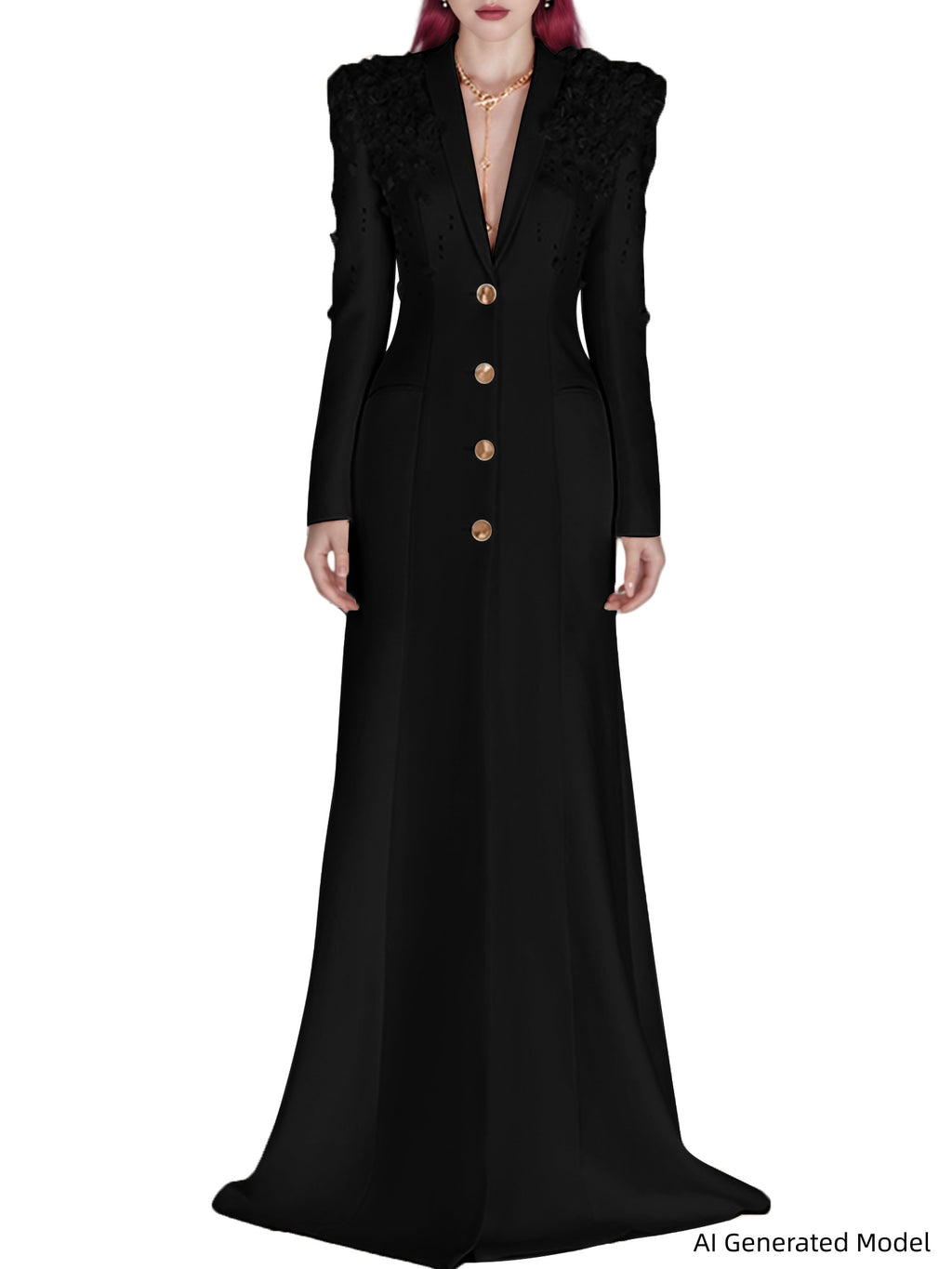 Platlogy Formal Long Sleeve Tailored Blazer Gown For Women