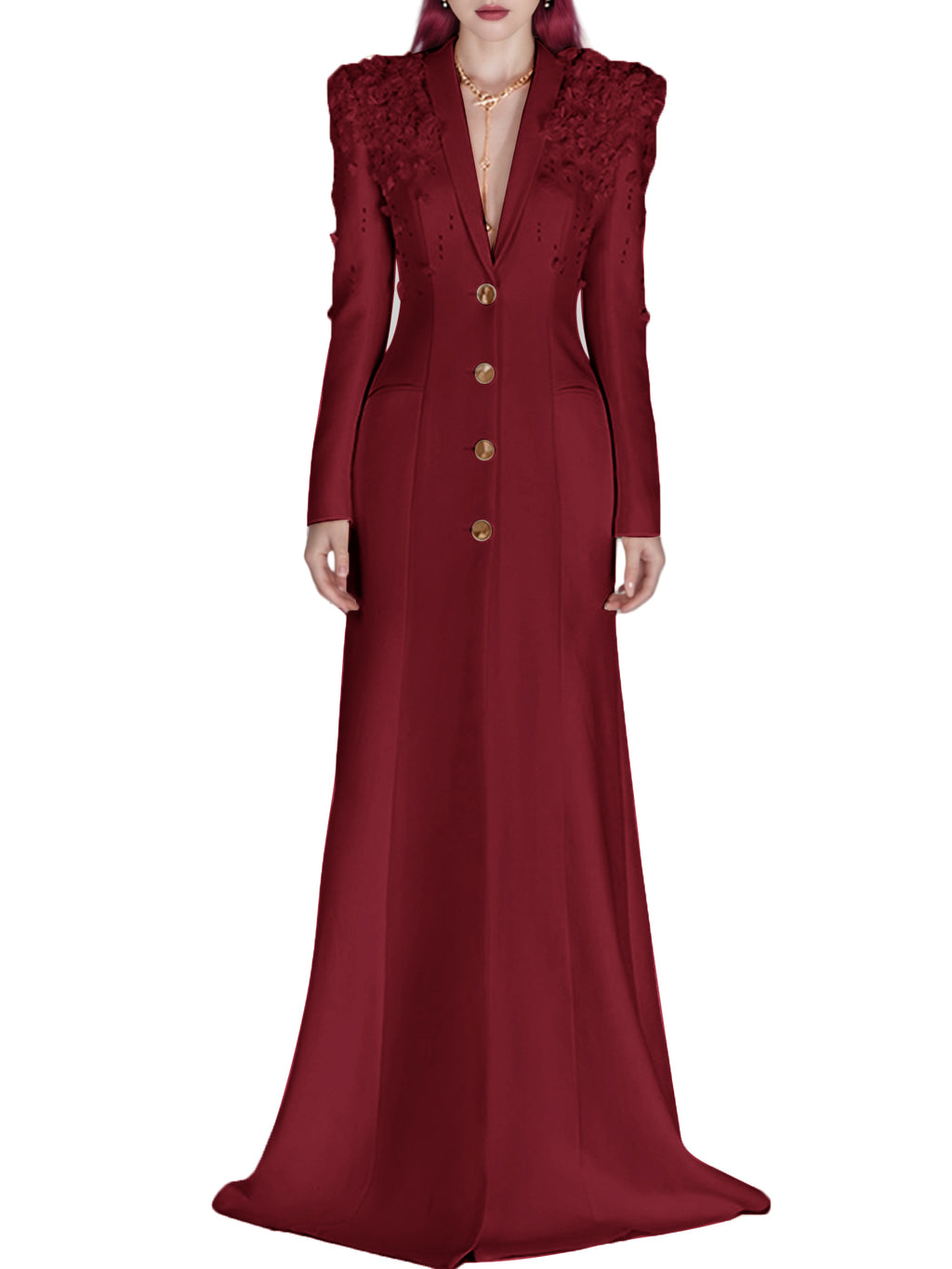 Formal Long Sleeve Tailored Blazer Gown For Women