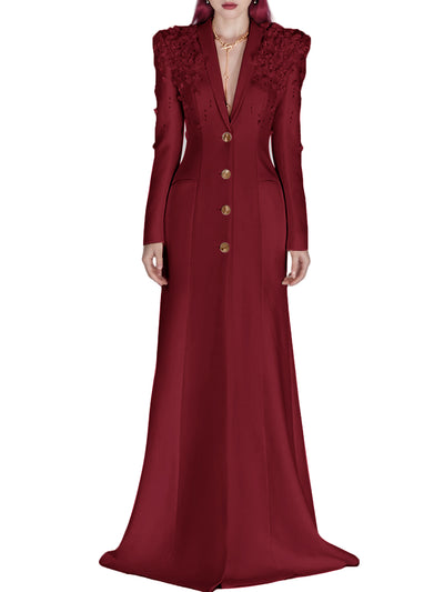 Formal Long Sleeve Tailored Blazer Gown For Women