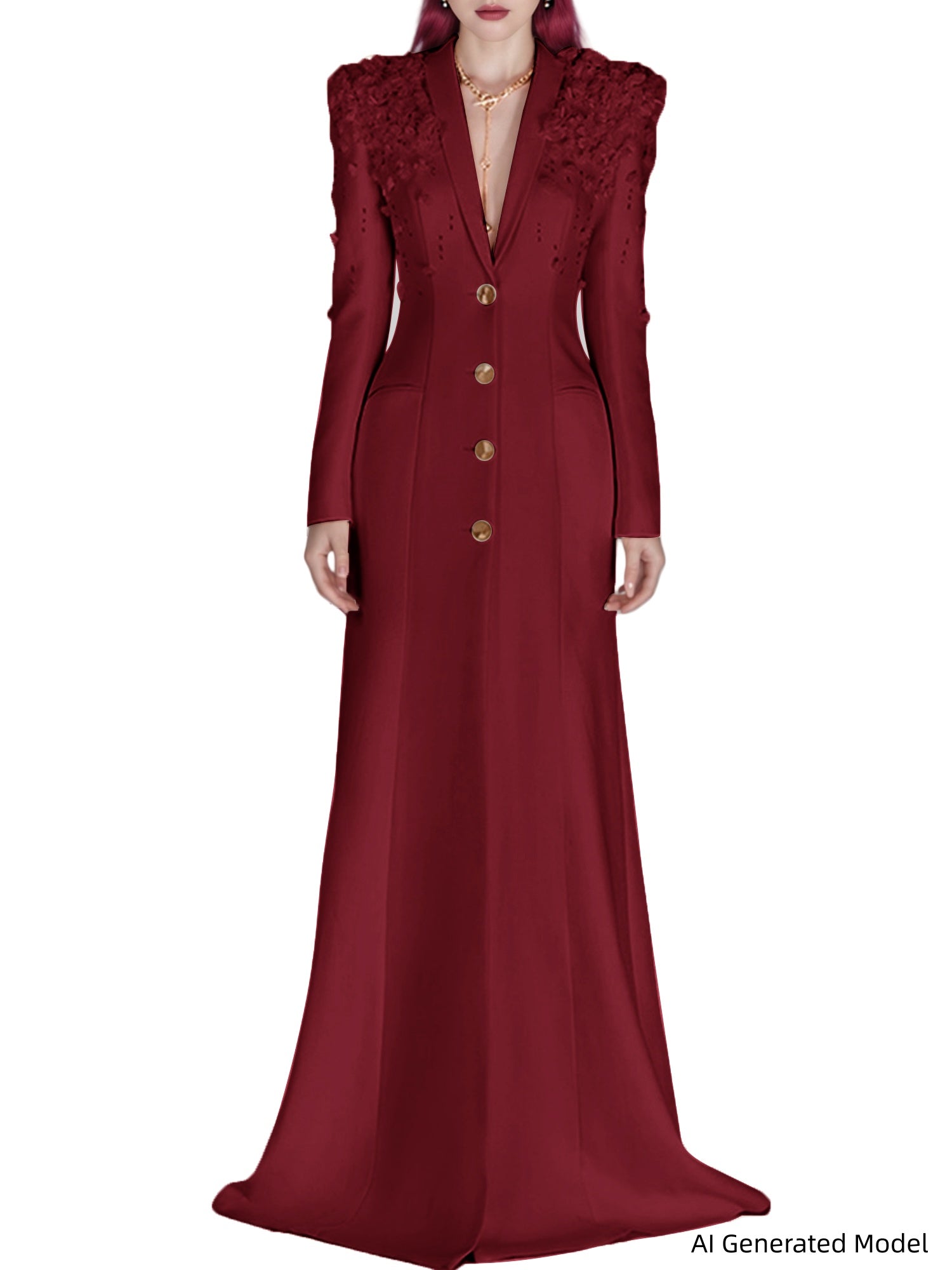 Platlogy Formal Long Sleeve Tailored Blazer Gown For Women Main image