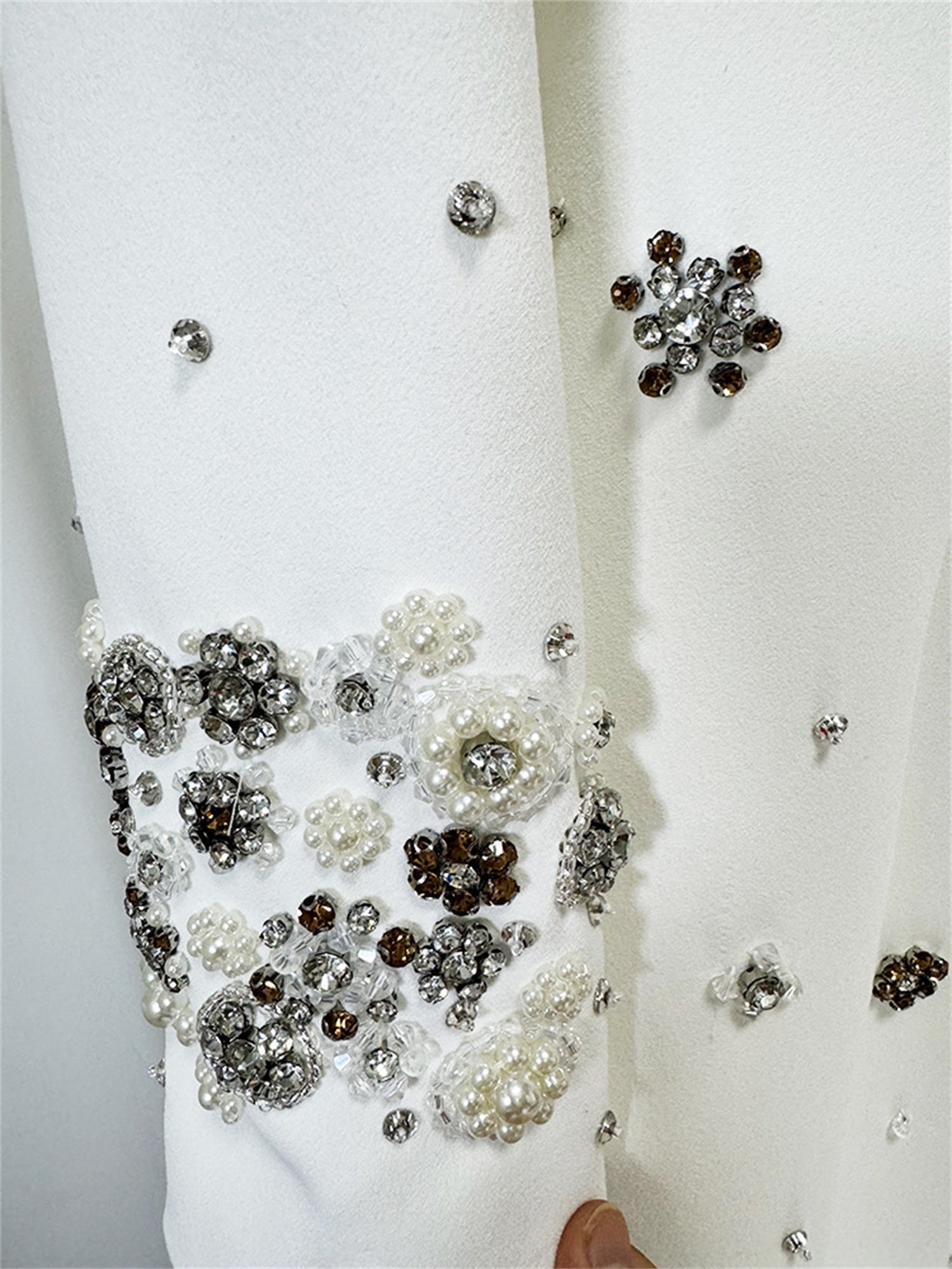platlogy Women's Fashion Designer Party Formal Long Sleeve Luxurious Rhinestone Diamonds Beaded Long Maxi Dress Gowns