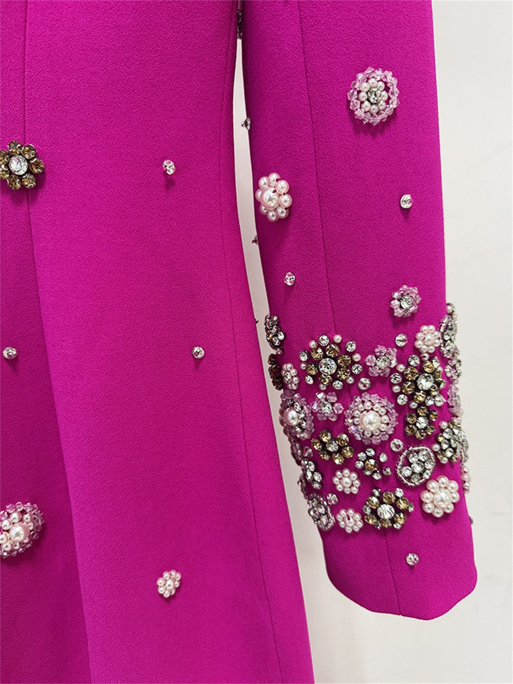 platlogy Women's Fashion Designer Party Formal Long Sleeve Luxurious Rhinestone Diamonds Beaded Long Maxi Dress Gowns