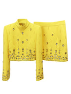 Womens Embellished 2 Piece Blazer Skirt Set High Neck Long Sleeve Formal Party Outfit